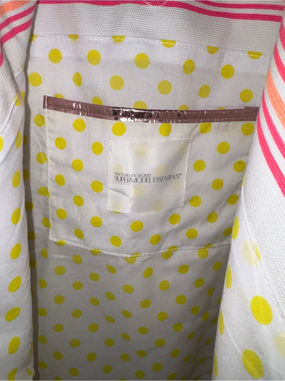 NWT RARE Vintage Oversized Victoria's Secret Pink & Orange Striped Canvas Tote